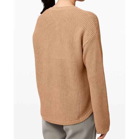 Lululemon Easy Embrace Long Sleeve Sweater Beech Wood Tan Cotton L / XL - Picture 10 of 10